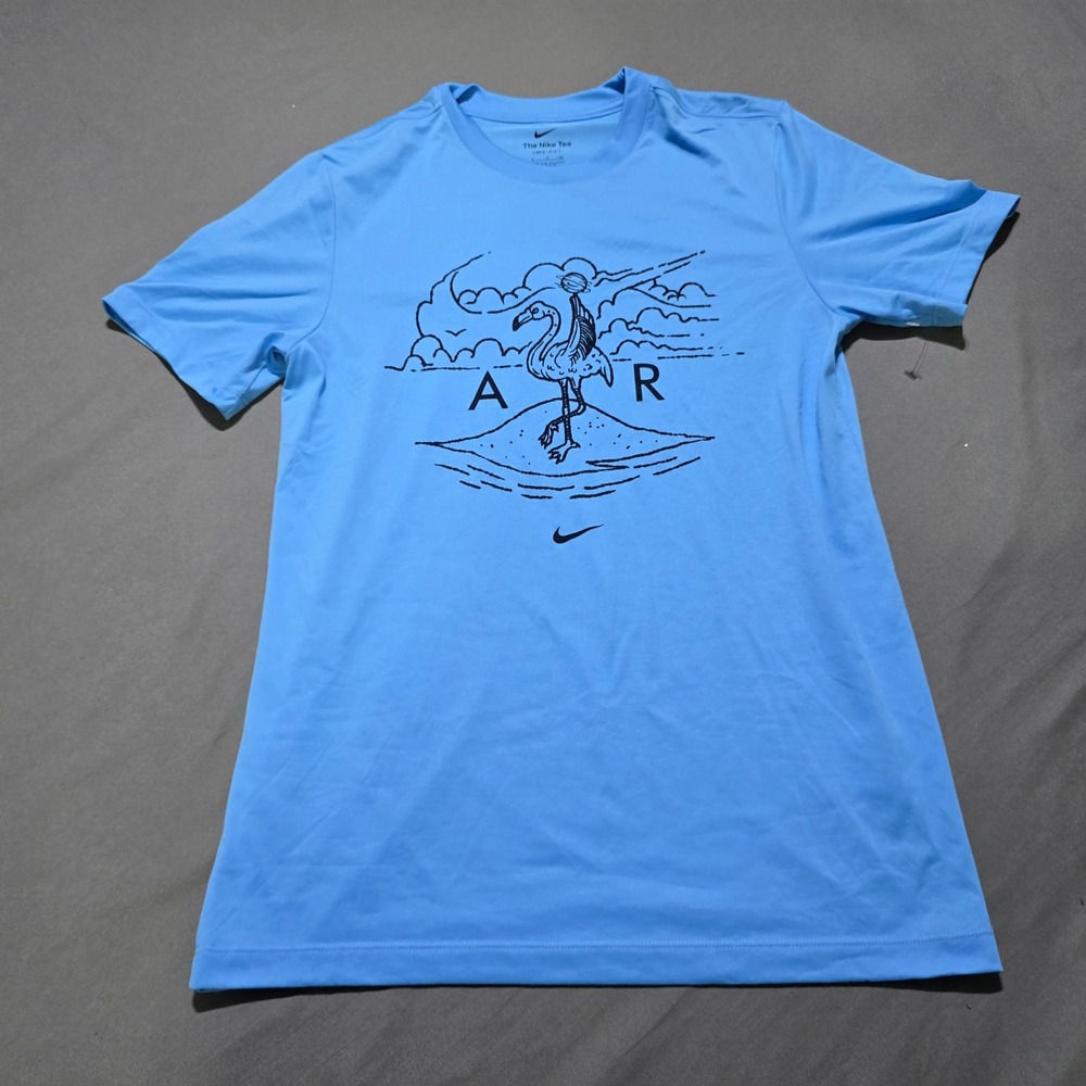 Nike Dri-FIT Graphic T-Shirt Mens Small Blue Flamingo Air HJ3472-412